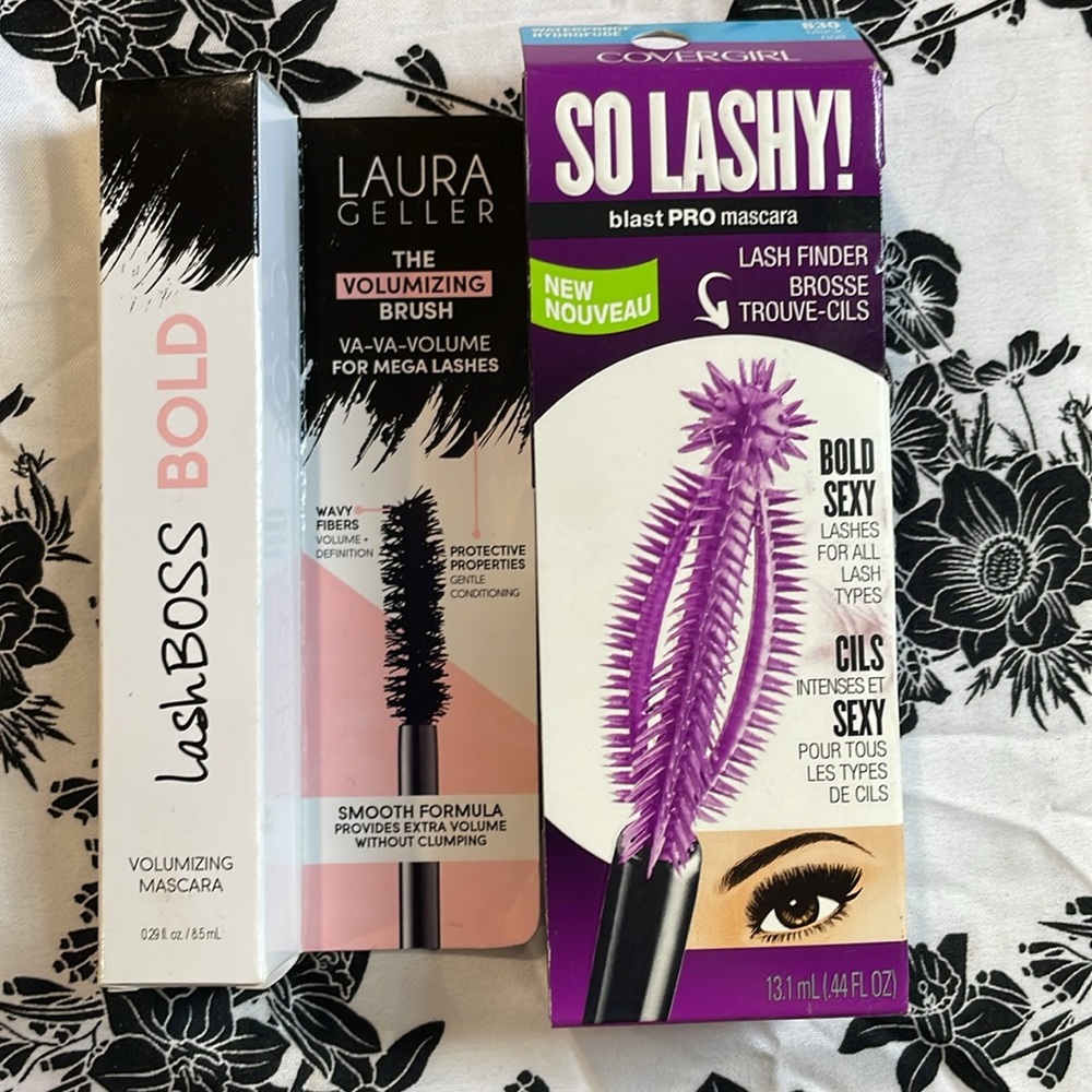 Laura Gellar LashBoss Bold Mascara & Covergirl So Lashy both black